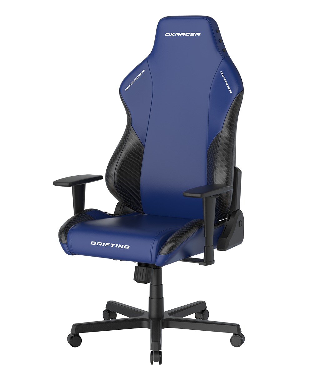 Blue Black Twill Gaming Chair Regular L EPU Leatherette