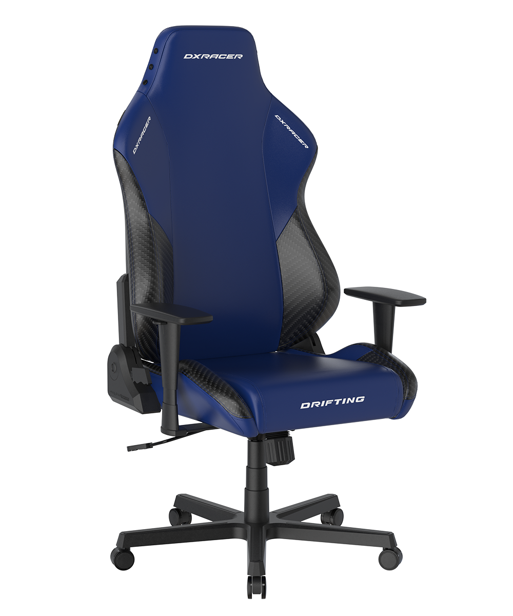 Blue Black Twill Gaming Chair Regular L EPU Leatherette